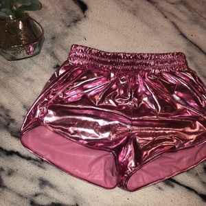 metallic pink shorts